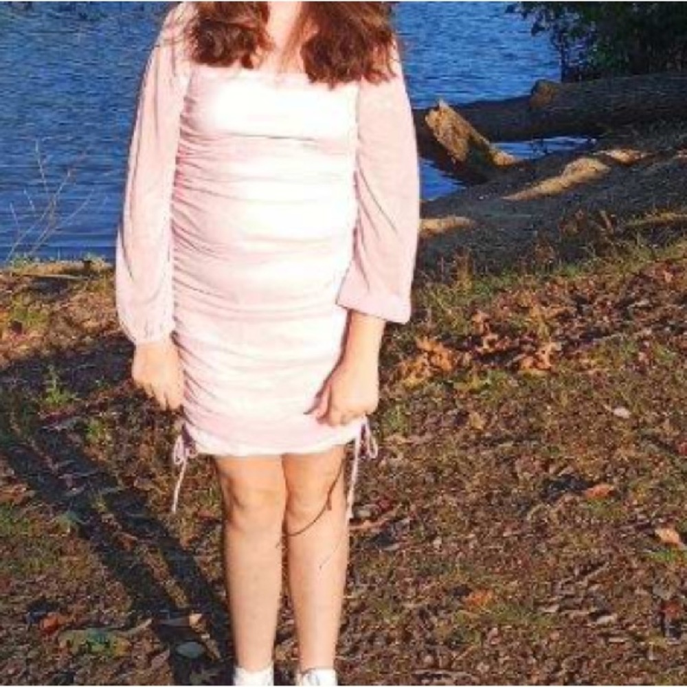 Elegant Pink Long Sleeve Dress